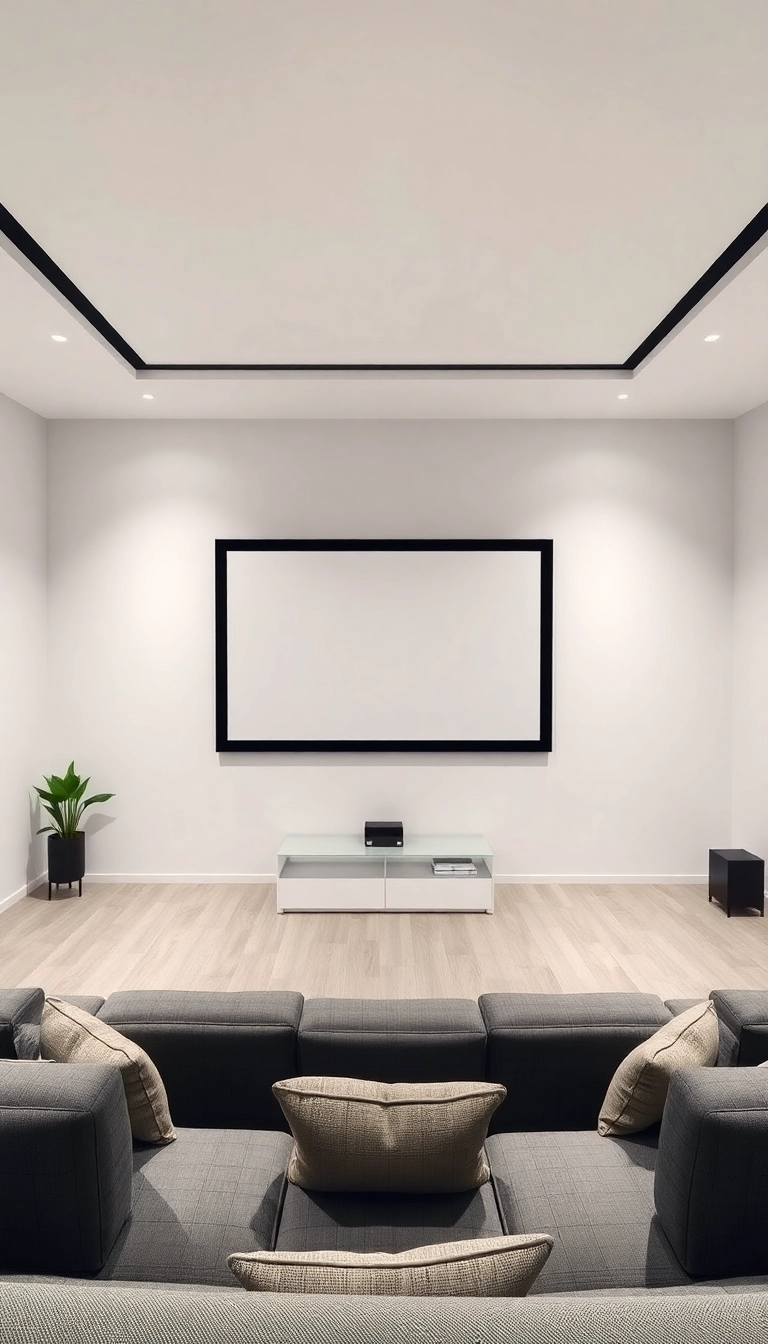 28 Cozy Small Theatre Room Ideas Your Friends Will Envy (Don't Miss #17!) - 2. Minimalist Elegance