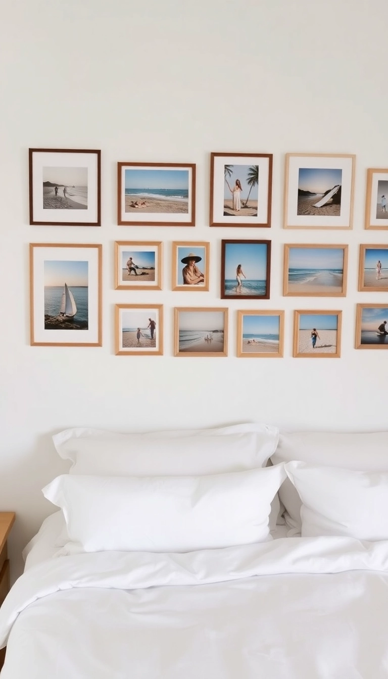 24 Coastal Bedroom Ideas That'll Make You Feel Like You're on Permanent Vacation! - 15. Personalized Beach Memories