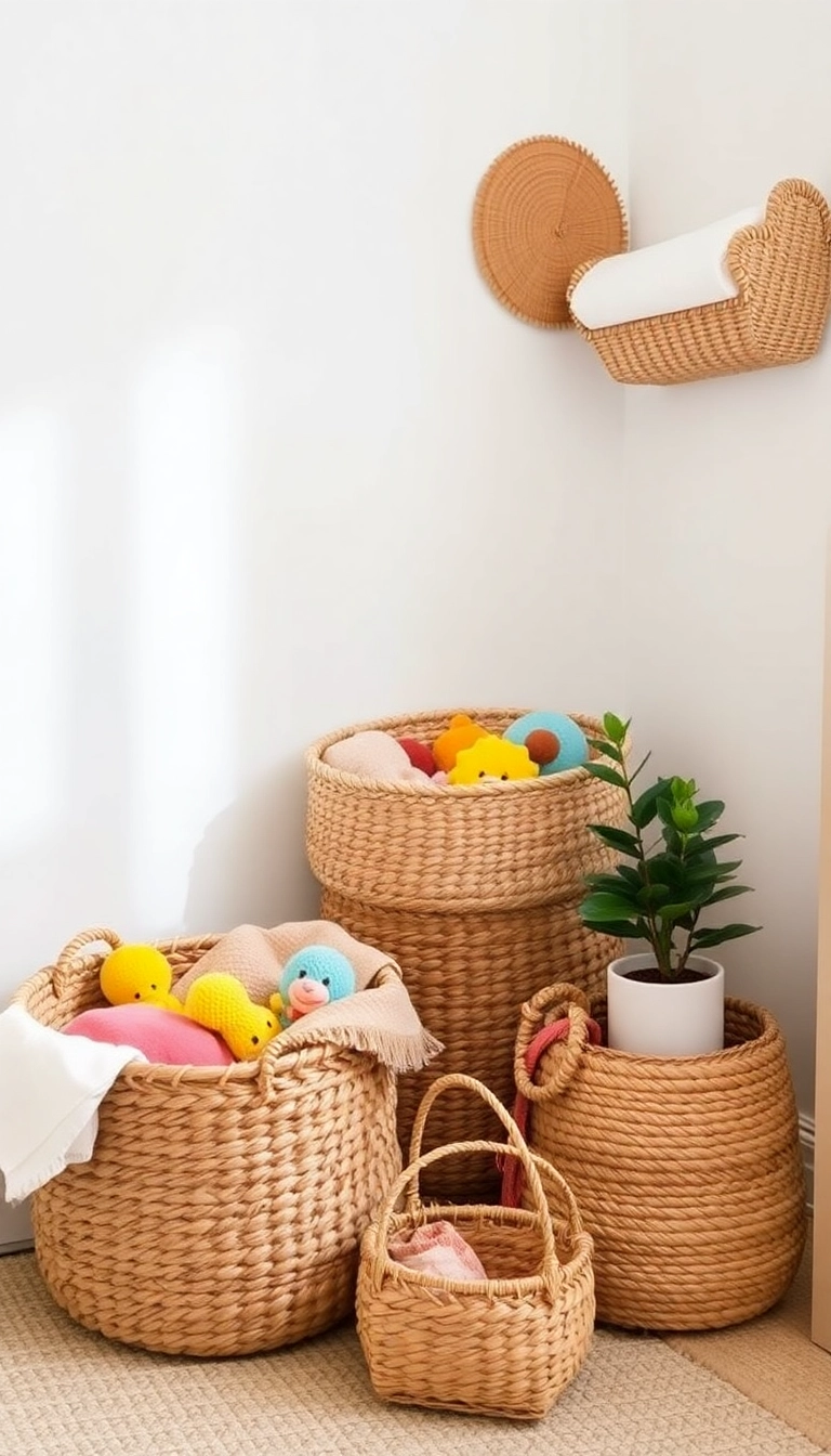 24 Boho Nursery Room Decor Ideas That Will Make You Say 'I Need This!' - 11. Woven Baskets for Storage