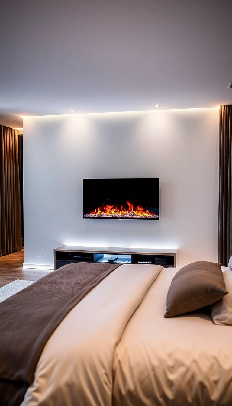 27 Fireplace in Bedroom Ideas That Will Make You Want to Snuggle In! - 8. Integrated Technology