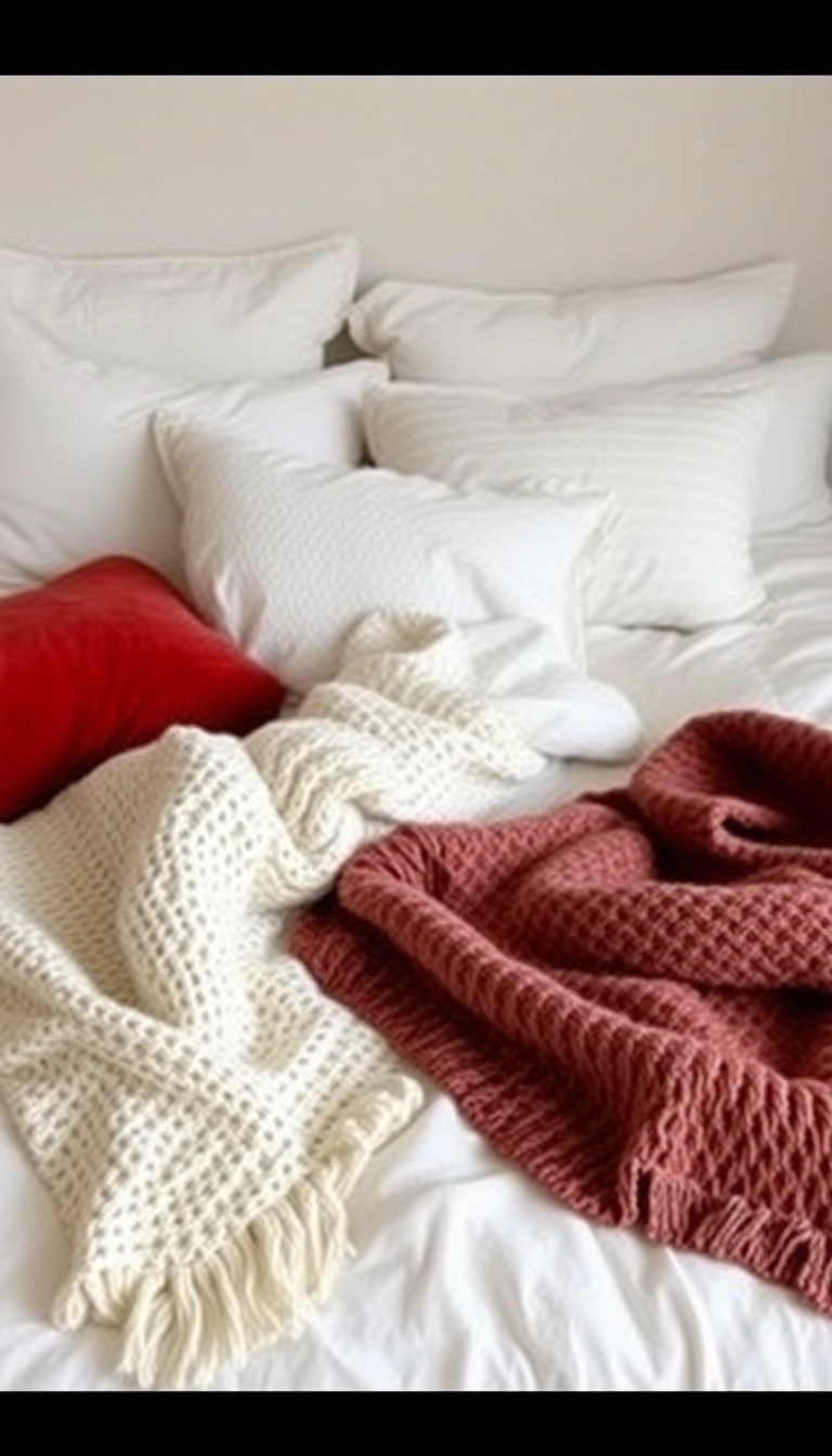 28 Holiday Bedroom Decor Ideas That'll Make You Want to Snuggle In! - 2. Plush Throws and Blankets