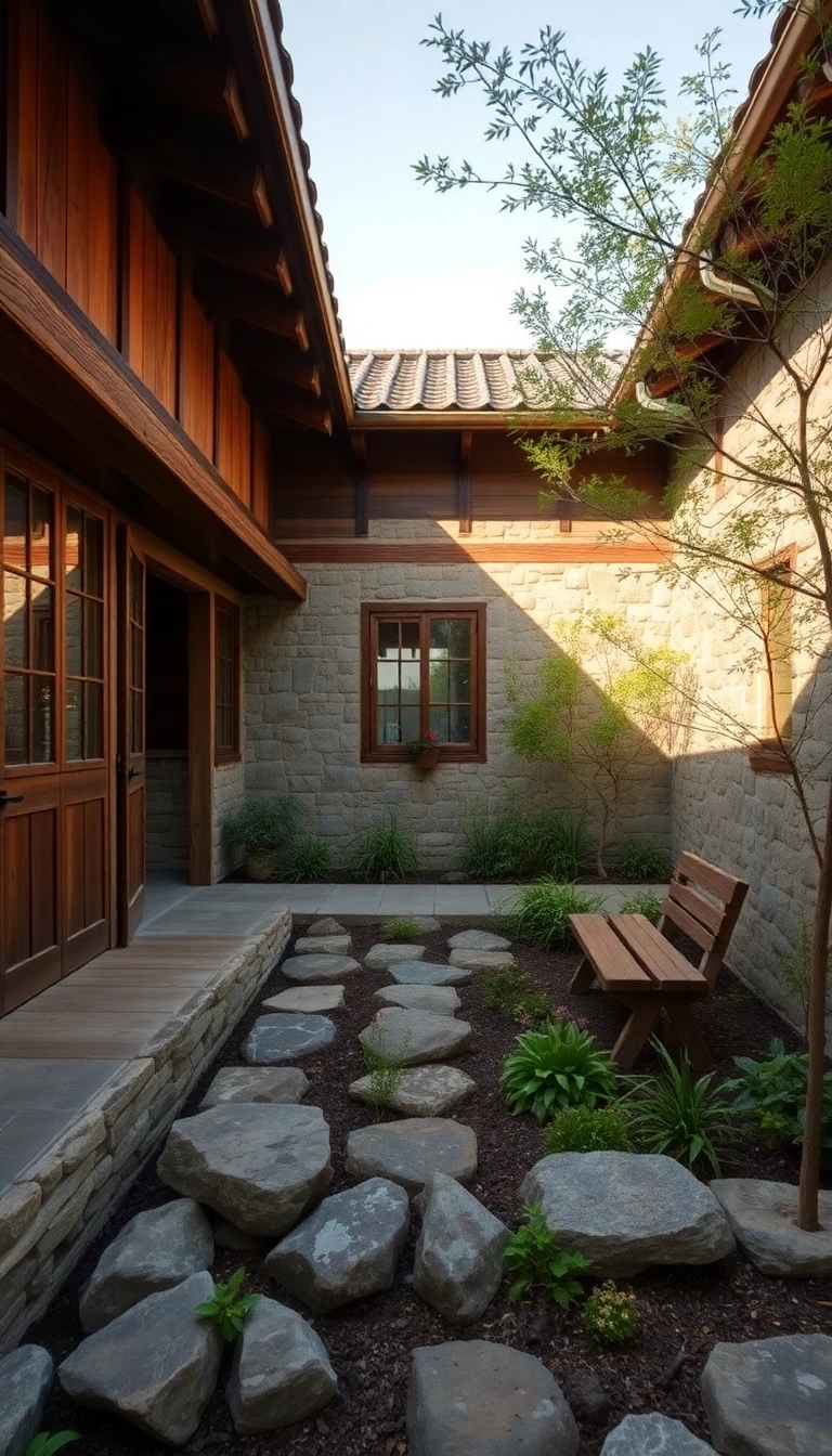 28 Modern Japanese Homes With Courtyard Gardens That Redefine Serenity! - 4. Rustic Charm