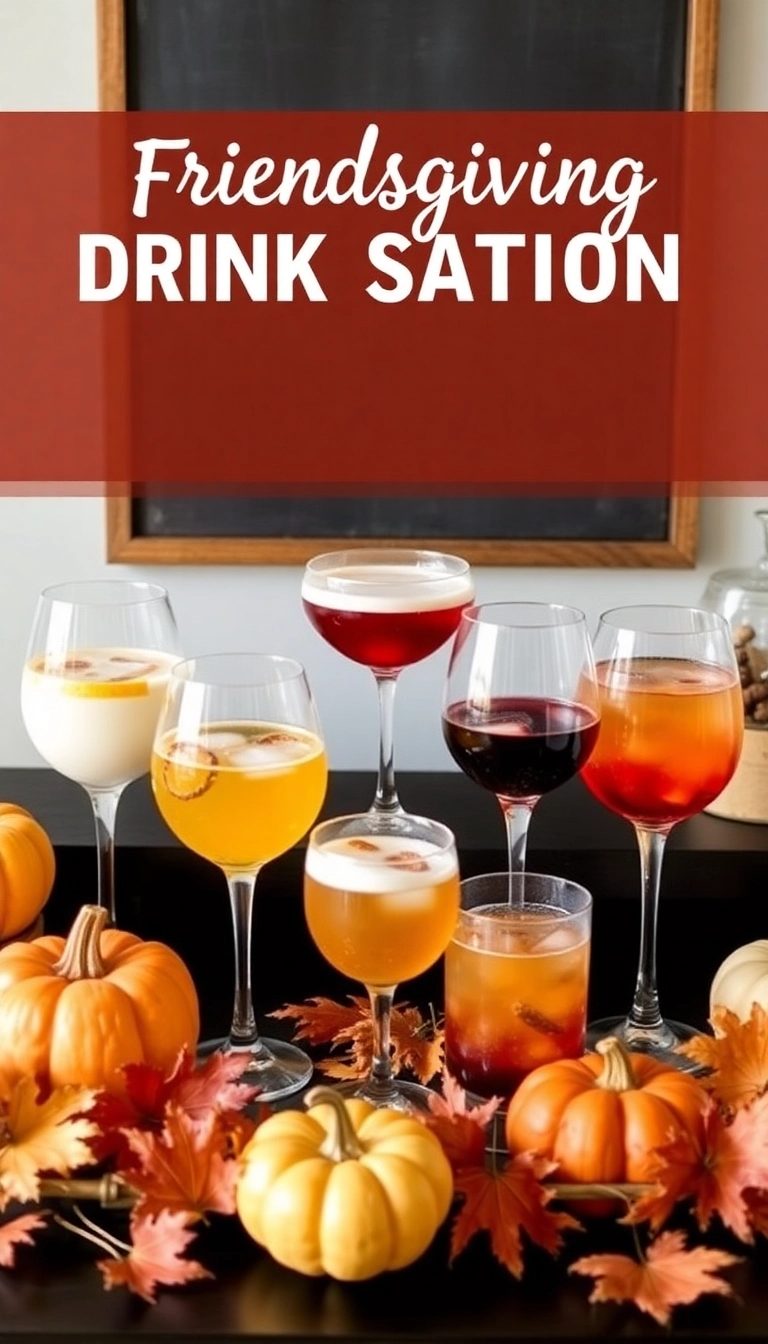 22 Friendsgiving Tablescape Ideas That'll Make Your Guests Say 'WOW!' - 15. Seasonal Drink Station