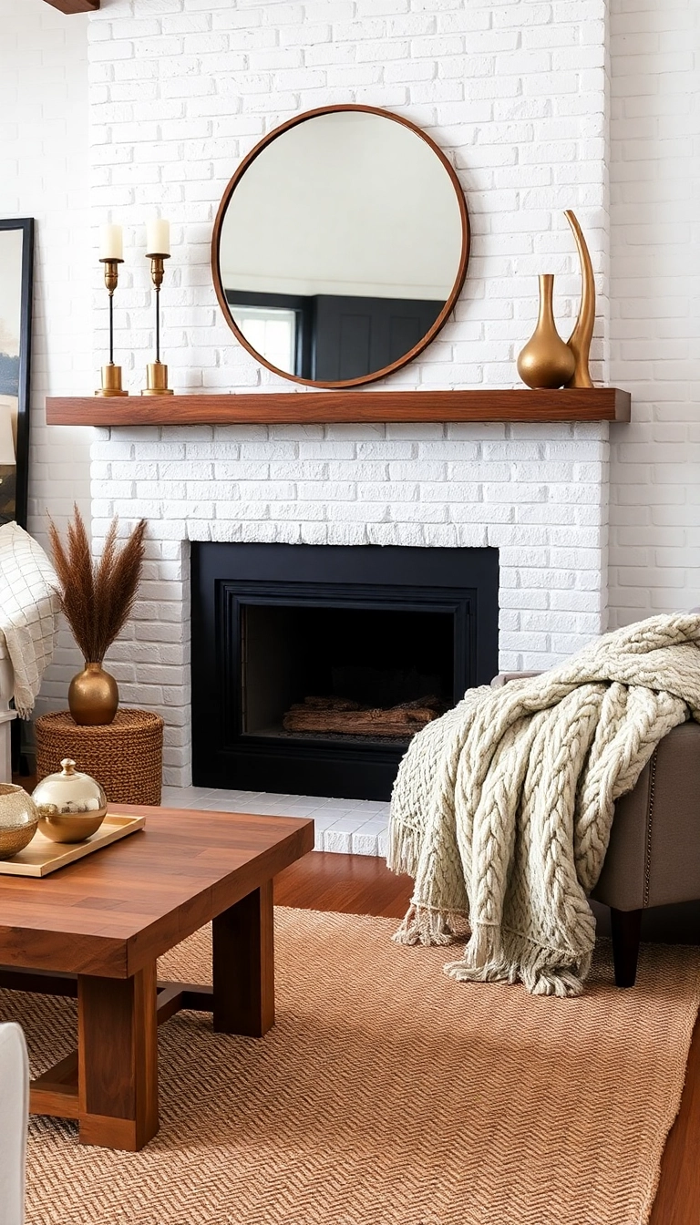 25 Stunning White Brick Fireplace Ideas to Transform Your Living Room (Wait Until You See #10!) - 14. Textured Layers