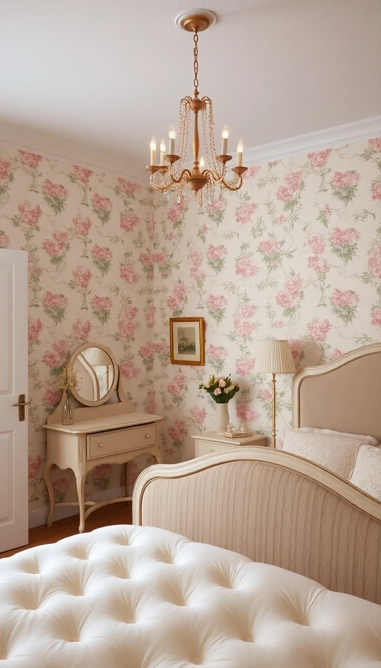 28 Cozy Vintage Bedroom Ideas That Feel Like Home Sweet Home! - 12. Vintage Wallpaper