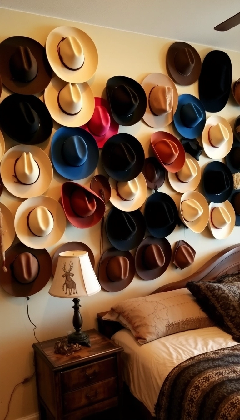 26 Western Bedroom Ideas That'll Make You Feel Like a True Cowboy (You Won't Believe #15!) - 20. Cowboy Hats as Decor