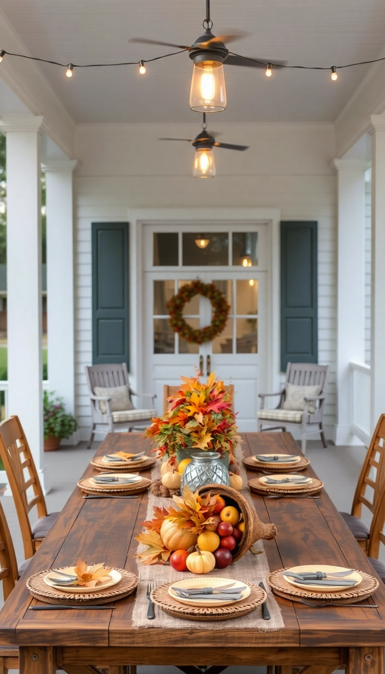 23 Southern Front Porch Ideas for Every Season (Don't Miss #5!) - 11. Thanksgiving Gathering Spot