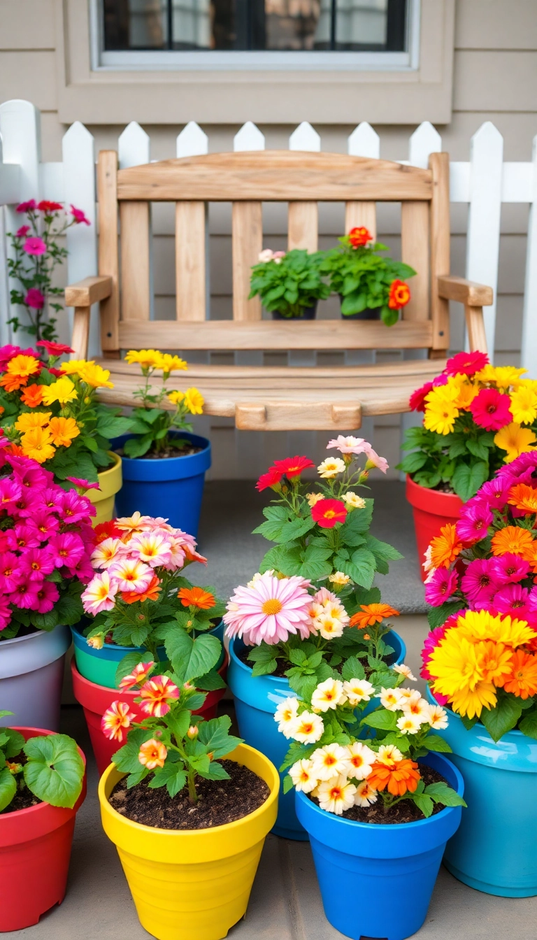 26 Tiny Front Garden Ideas That'll Make Your Neighbors Envious! - 3. Colorful Potted Plants