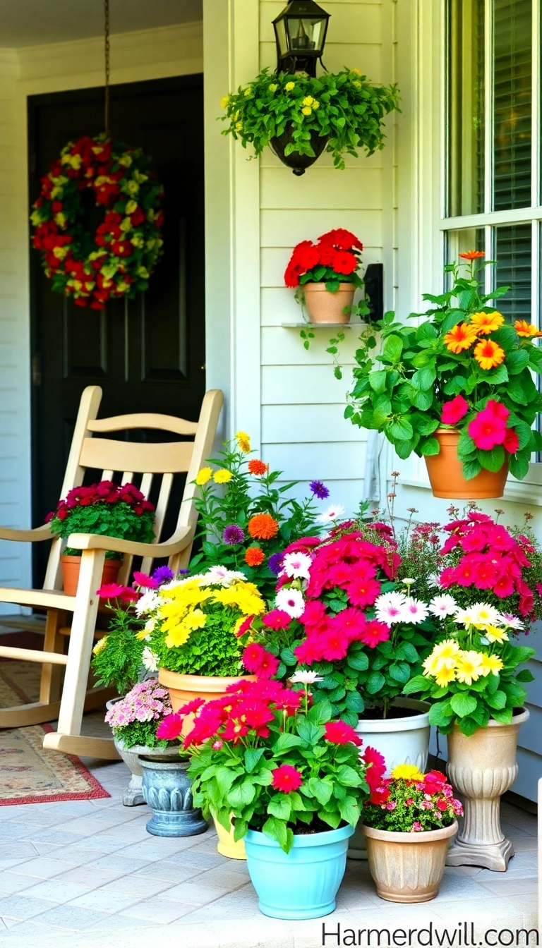 27 Small Front Yard Landscaping Ideas That'll Make Your Neighbors Green with Envy! - 6. Container Gardening