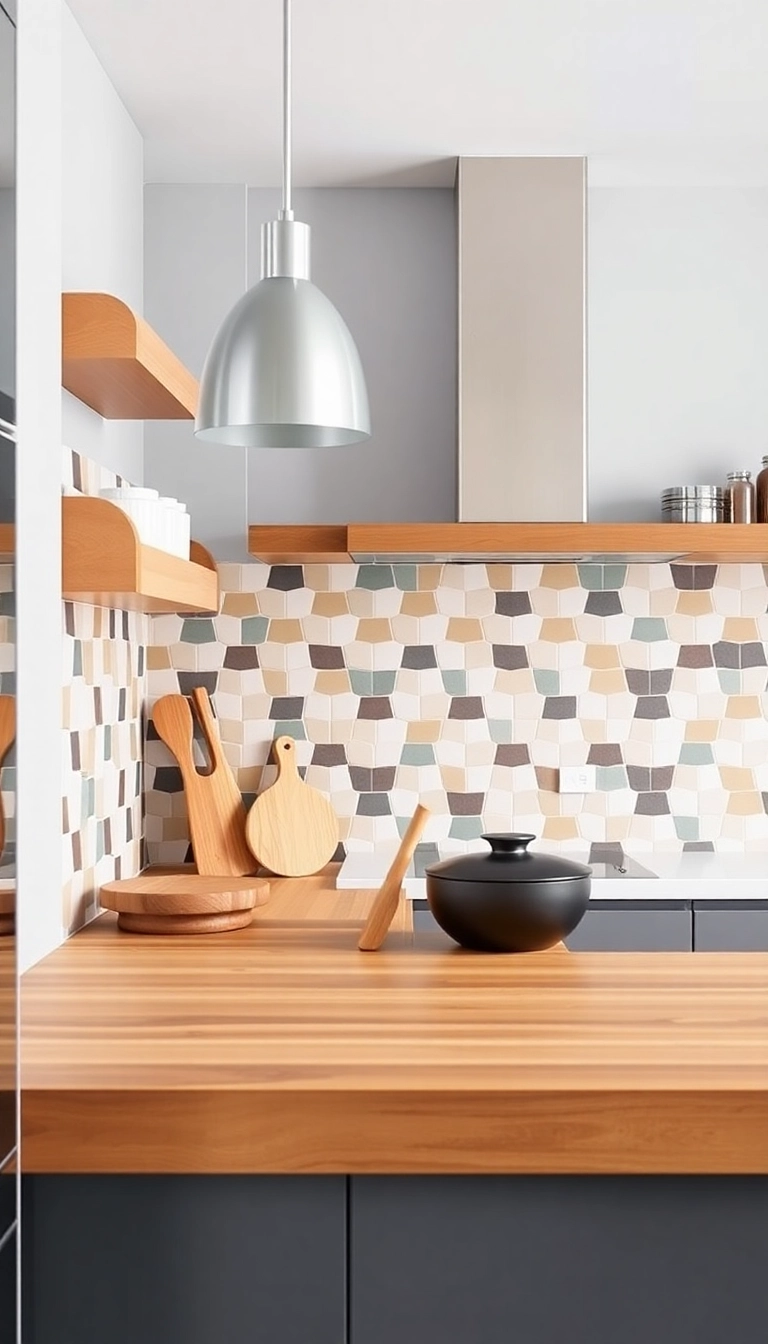 22 Stunning Backsplash Ideas to Pair with Butcher Block Countertops (You'll Love #15!) - 9. Geometric Designs