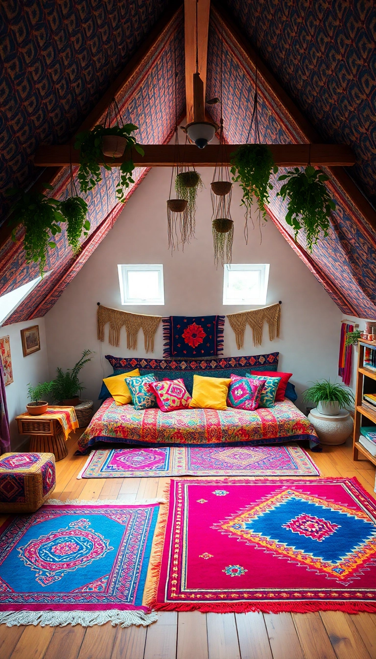 26 Attic Bedroom Angled Ceilings Ideas You Never Knew You Needed! - 7. Bohemian Escape