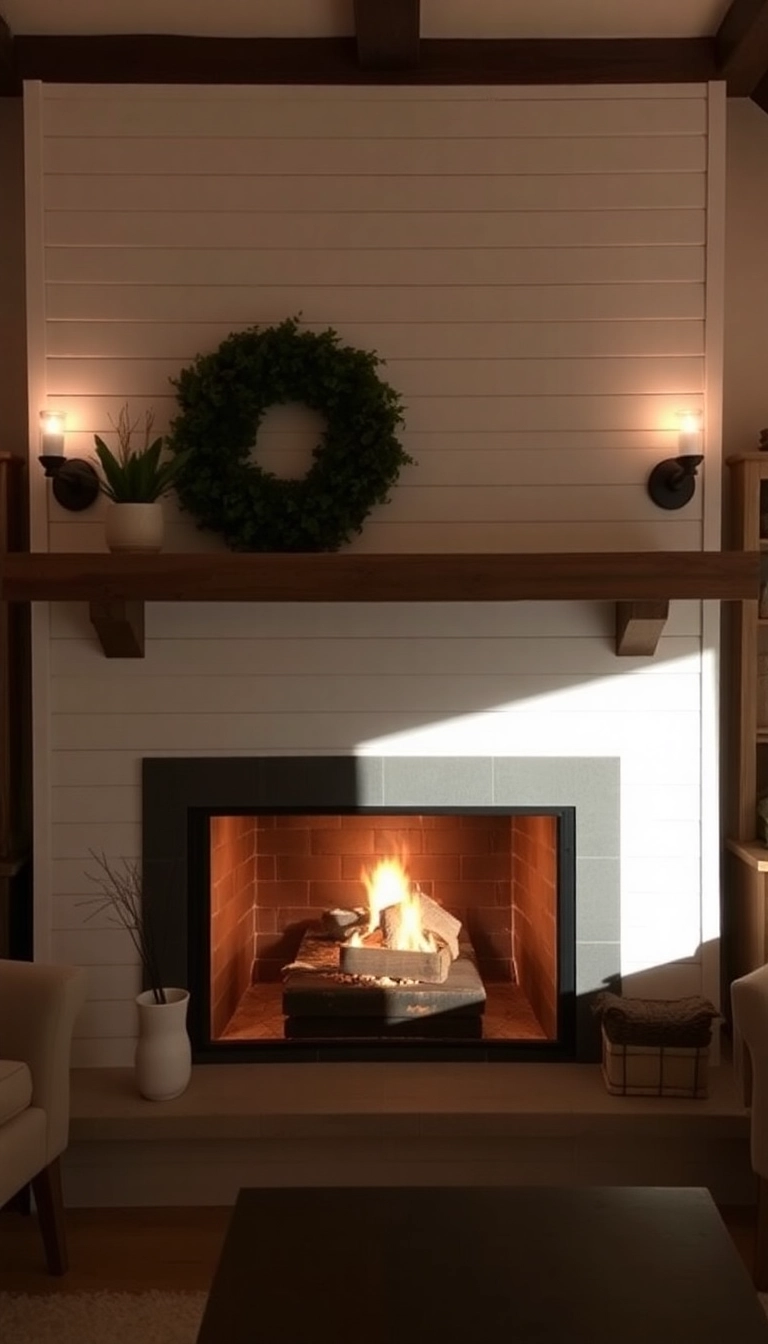 28 Stunning Shiplap Fireplace Ideas That'll Transform Your Living Space! - 15. Shiplap with Lighting Features