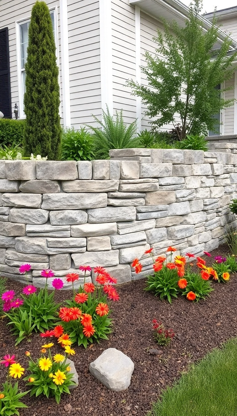 22 Mediterranean Front Yard Landscaping Ideas That Will Make Your Neighbors Envious! - 20. Natural Stone Walls