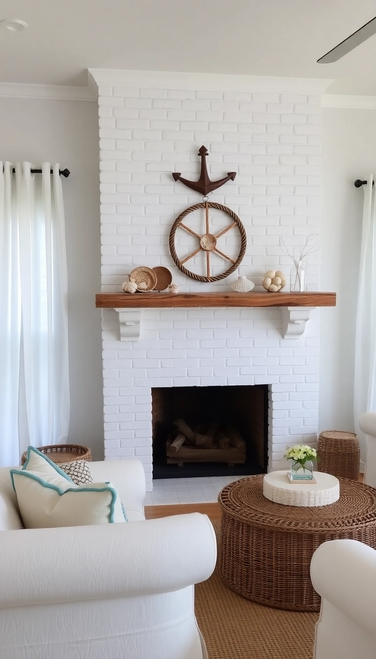 25 Stunning White Brick Fireplace Ideas to Transform Your Living Room (Wait Until You See #10!) - 5. Coastal Retreat