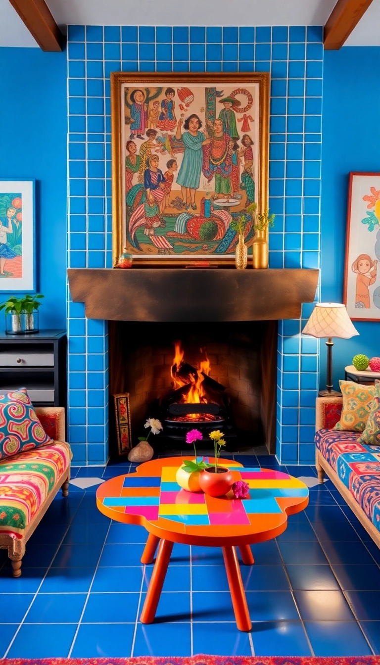 27 Fireplace Ideas for Your Living Room That Will Make You Fall in Love Again! - 9. Colorful Fireplace Surrounds