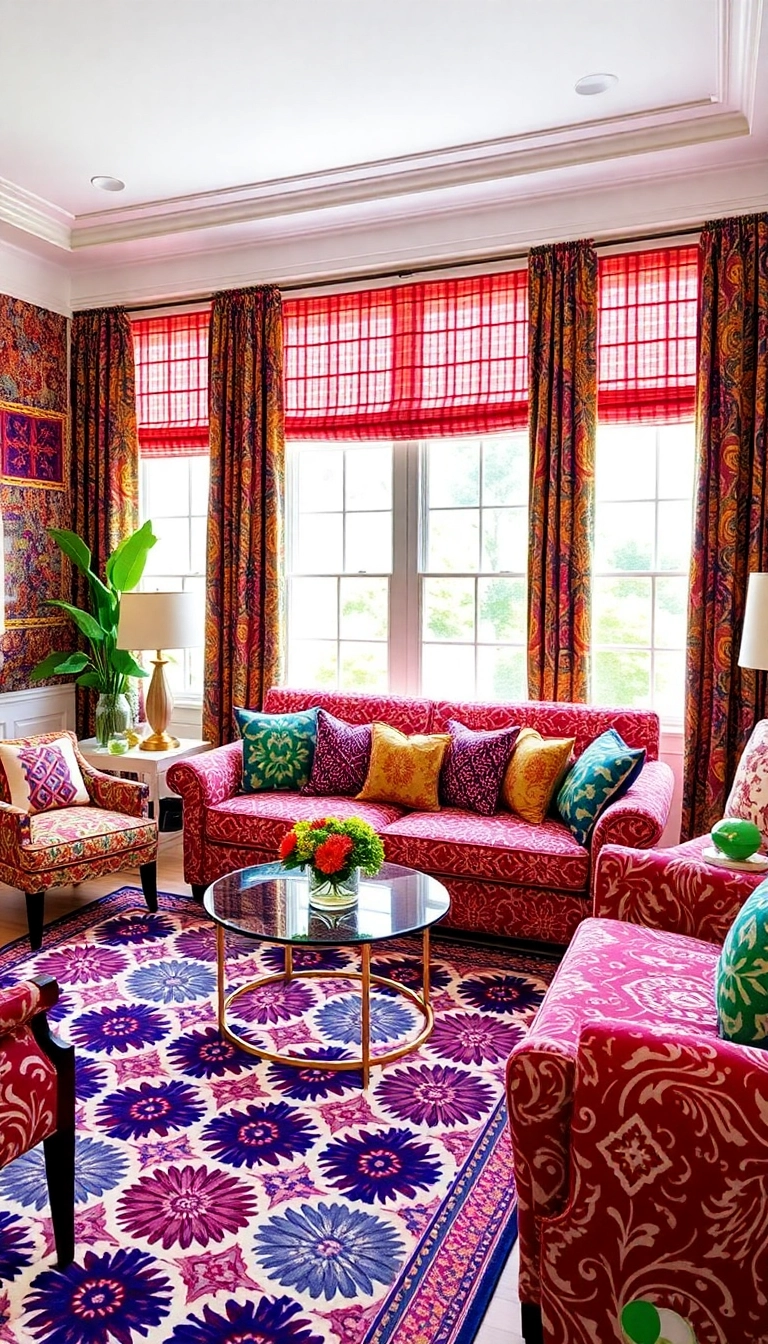 28 Bohemian Living Room Ideas That Will Make You Dream of Lazy Afternoons! - 7. Bold Patterns and Prints