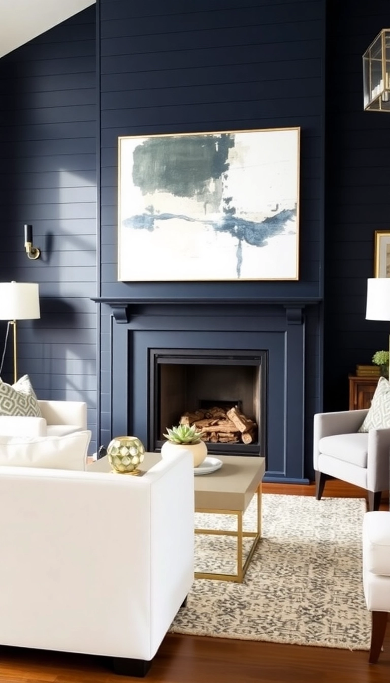 28 Stunning Shiplap Fireplace Ideas That'll Transform Your Living Space! - 2. Bold Dark Shiplap