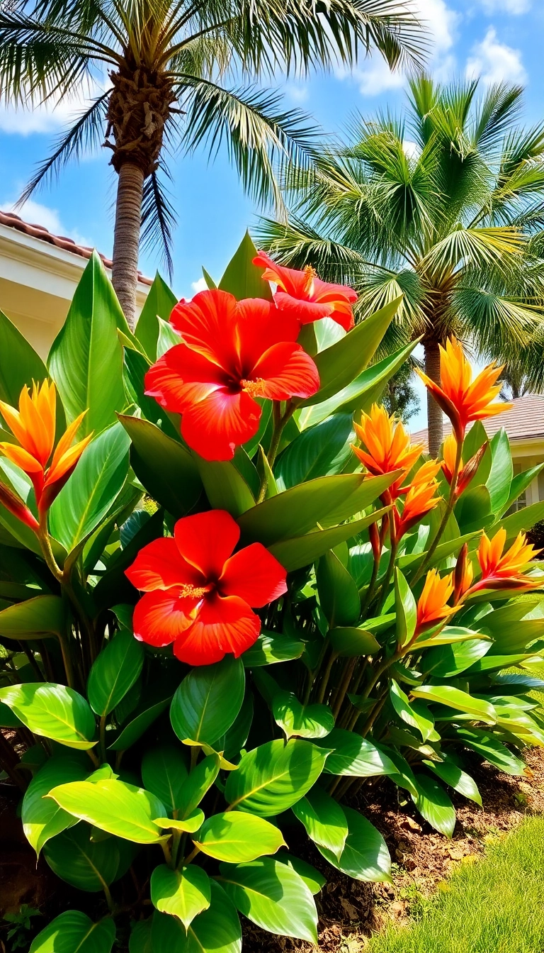 26 Stunning Plant Combinations to Transform Your Sunny Front Yard! - 2. Tropical Paradise: Hibiscus and Bird of Paradise