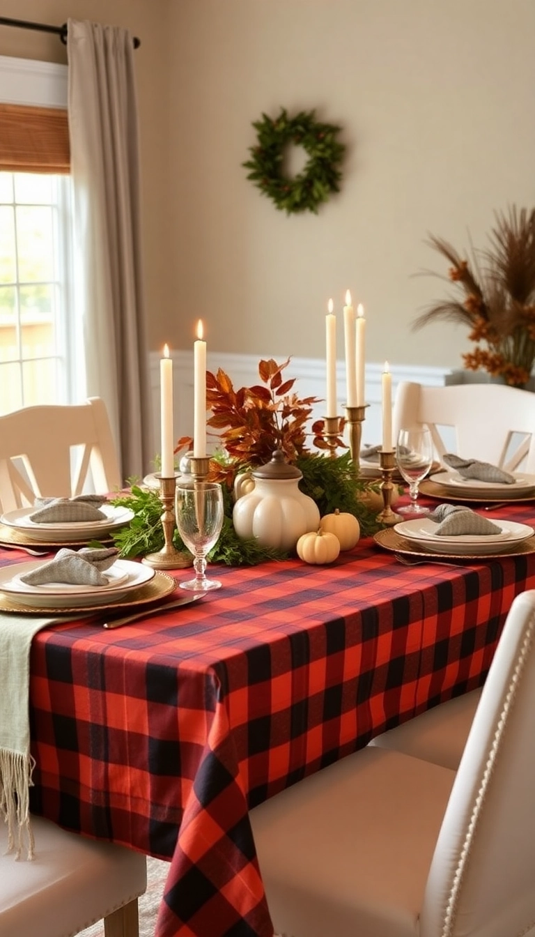 22 Friendsgiving Tablescape Ideas That'll Make Your Guests Say 'WOW!' - 9. Cozy Plaid Patterns