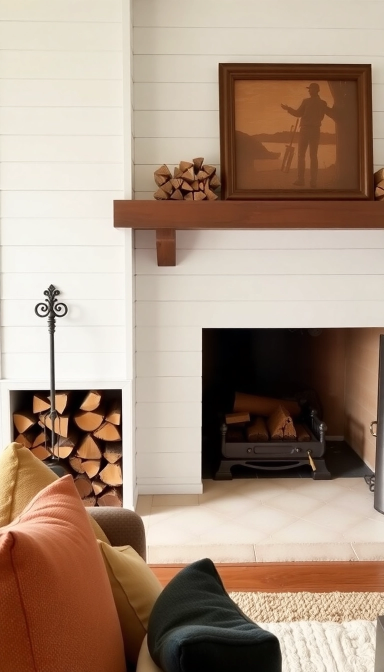 28 Stunning Shiplap Fireplace Ideas That'll Transform Your Living Space! - 14. Shiplap and Firewood Storage