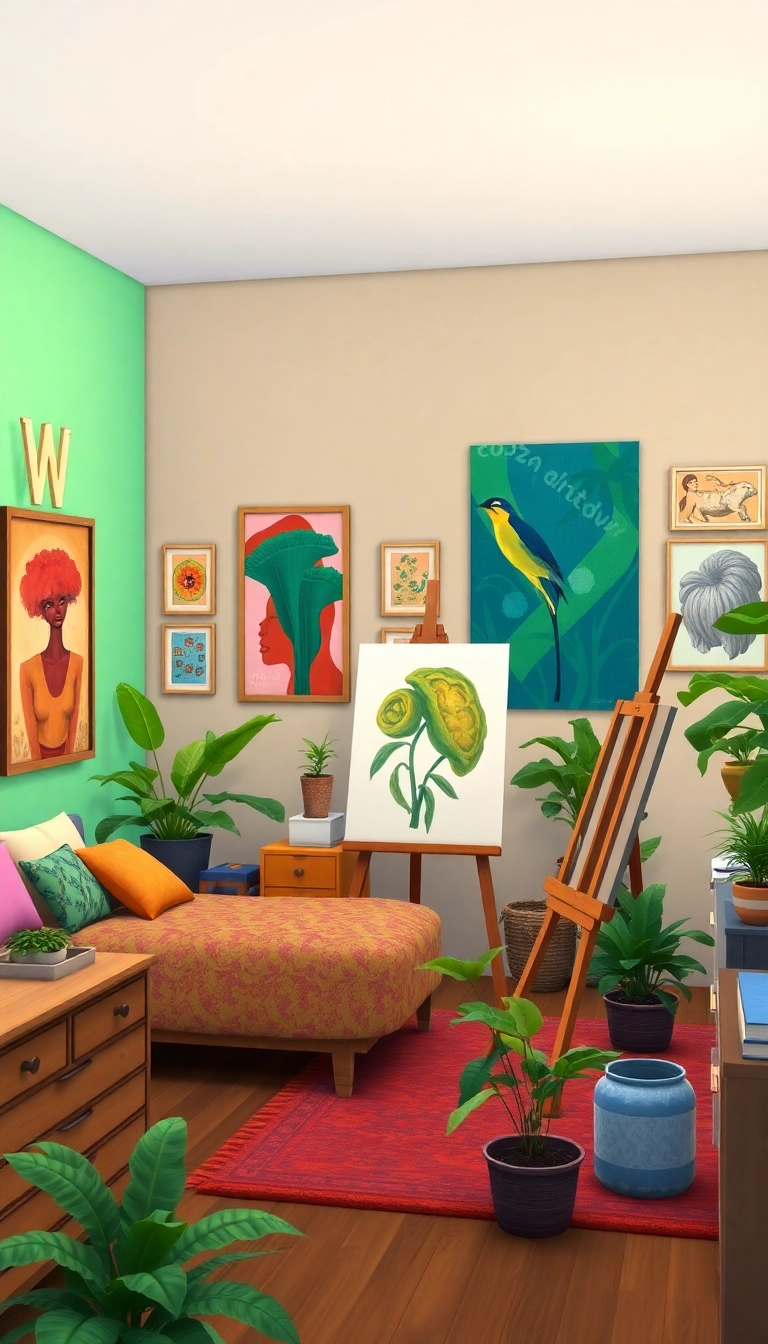 23 Sims 4 Bedroom Ideas That Will Transform Your Virtual Space (You Won't Believe #12!) - 7. Eclectic Gallery