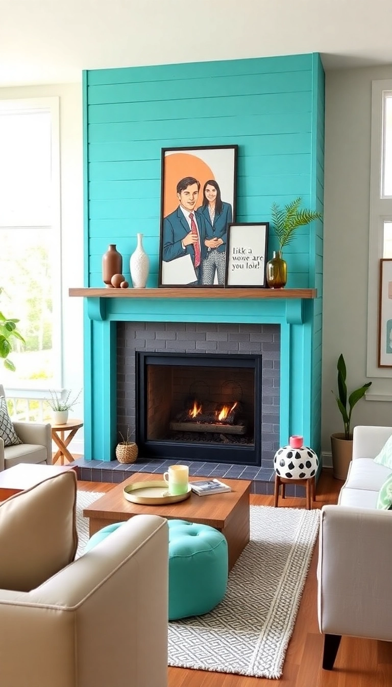 28 Stunning Shiplap Fireplace Ideas That'll Transform Your Living Space! - 8. Colorful Shiplap