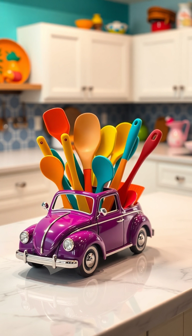 31 Kitschy Kitchen Inspo Ideas That’ll Make You Smile Every Time You Cook! - 8. Funky Utensil Holders