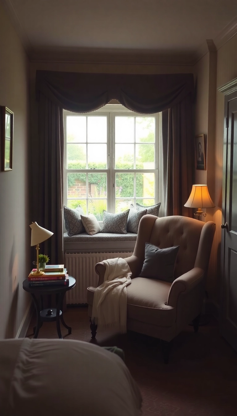 28 Cozy Vintage Bedroom Ideas That Feel Like Home Sweet Home! - 14. Cozy Reading Nook