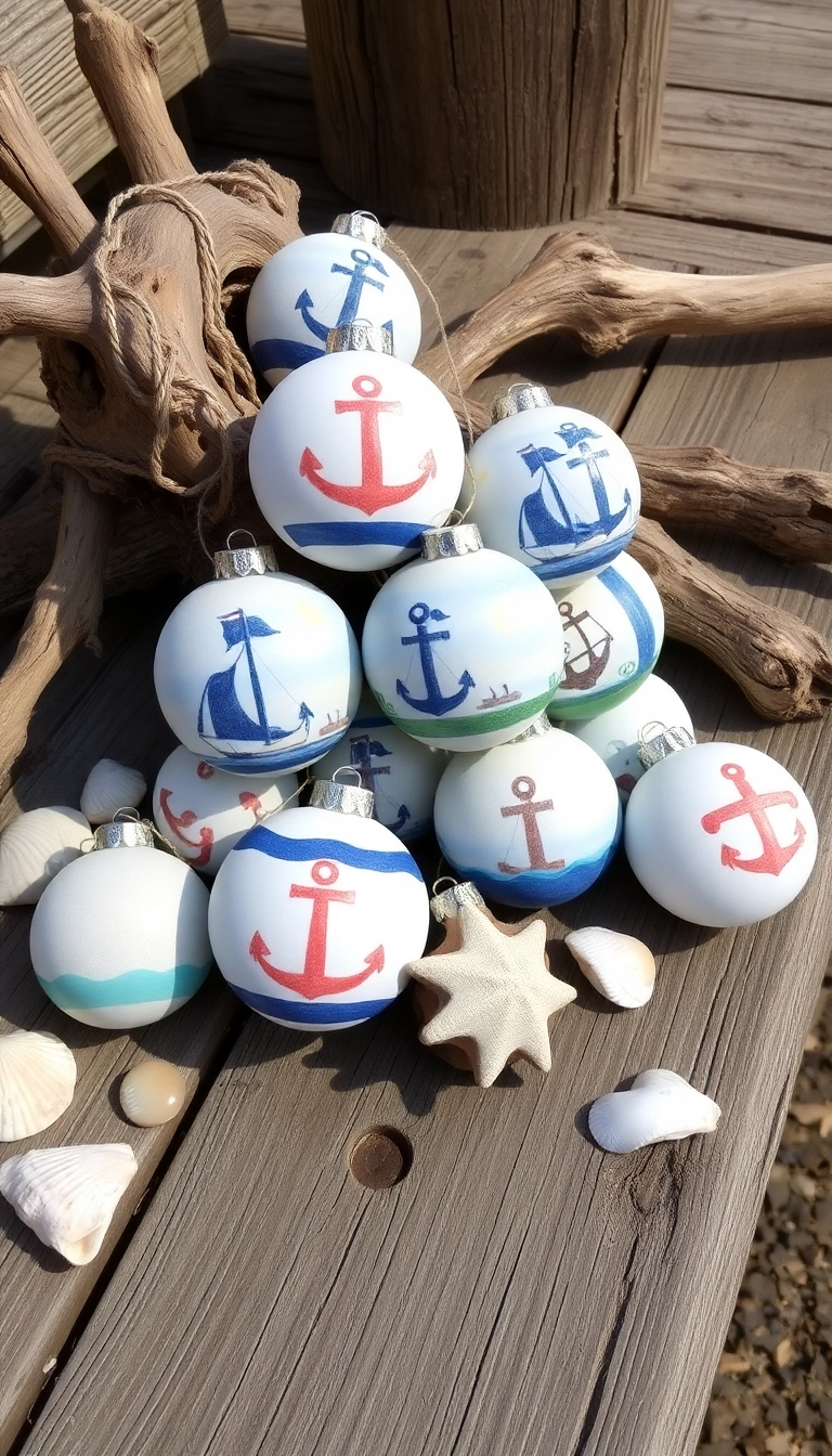 20 Hand Painted Bauble Ideas That Will Transform Your Home Decor Instantly! - 14. Nautical Themes