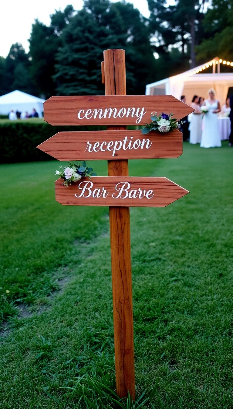 27 Backyard Wedding Decor Ideas That'll Make Your Big Day Unforgettable! - 5. Personalized Signage