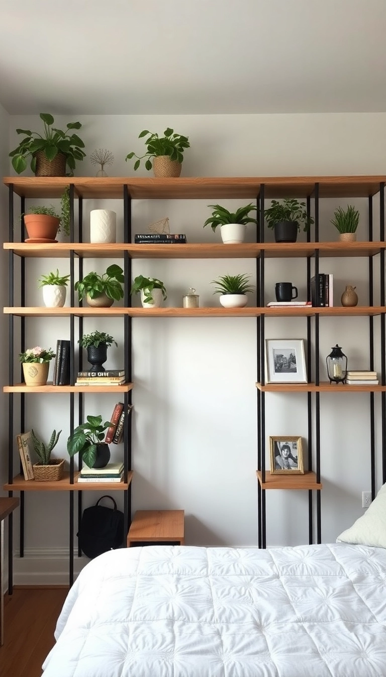 29 Loft Style Bedroom Ideas That'll Make You Want to Move In Immediately! - 13. Open Shelving