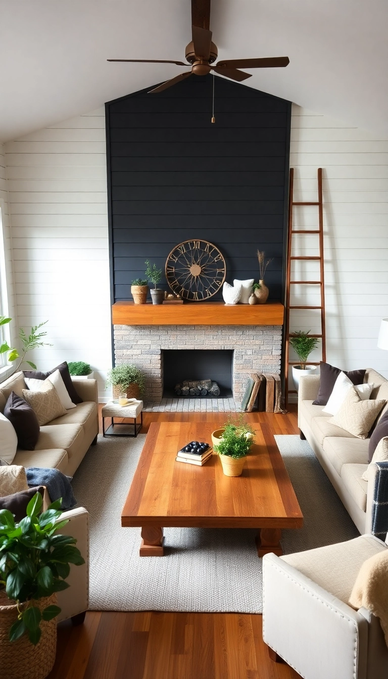 28 Black Shiplap Fireplace Ideas That'll Make Your Living Room Unforgettable! - 3. Modern Farmhouse