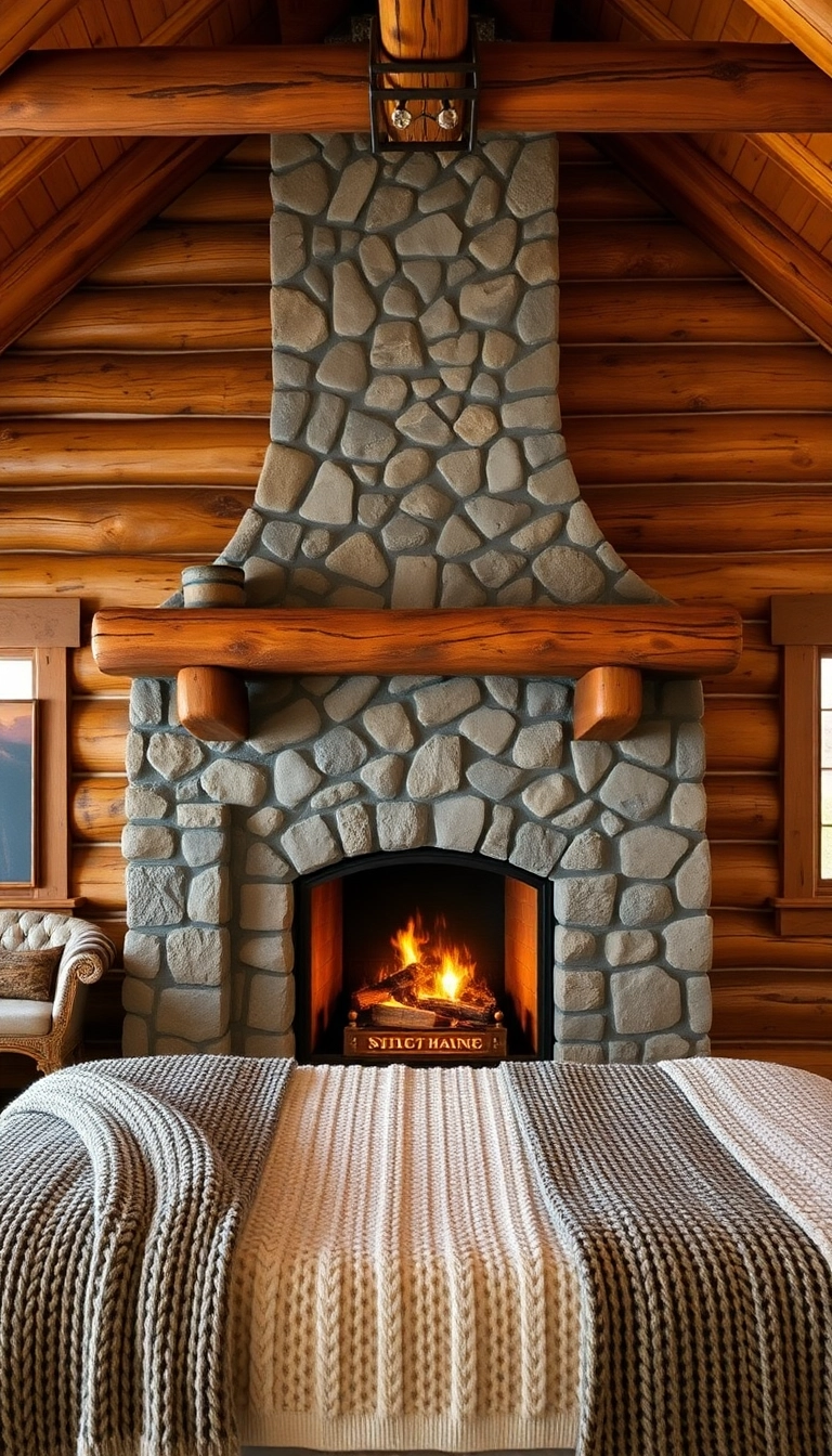 27 Fireplace in Bedroom Ideas That Will Make You Want to Snuggle In! - 4. Rustic Retreat