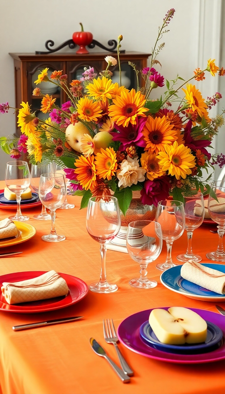 22 Friendsgiving Tablescape Ideas That'll Make Your Guests Say 'WOW!' - 2. Colorful Fall Fiesta