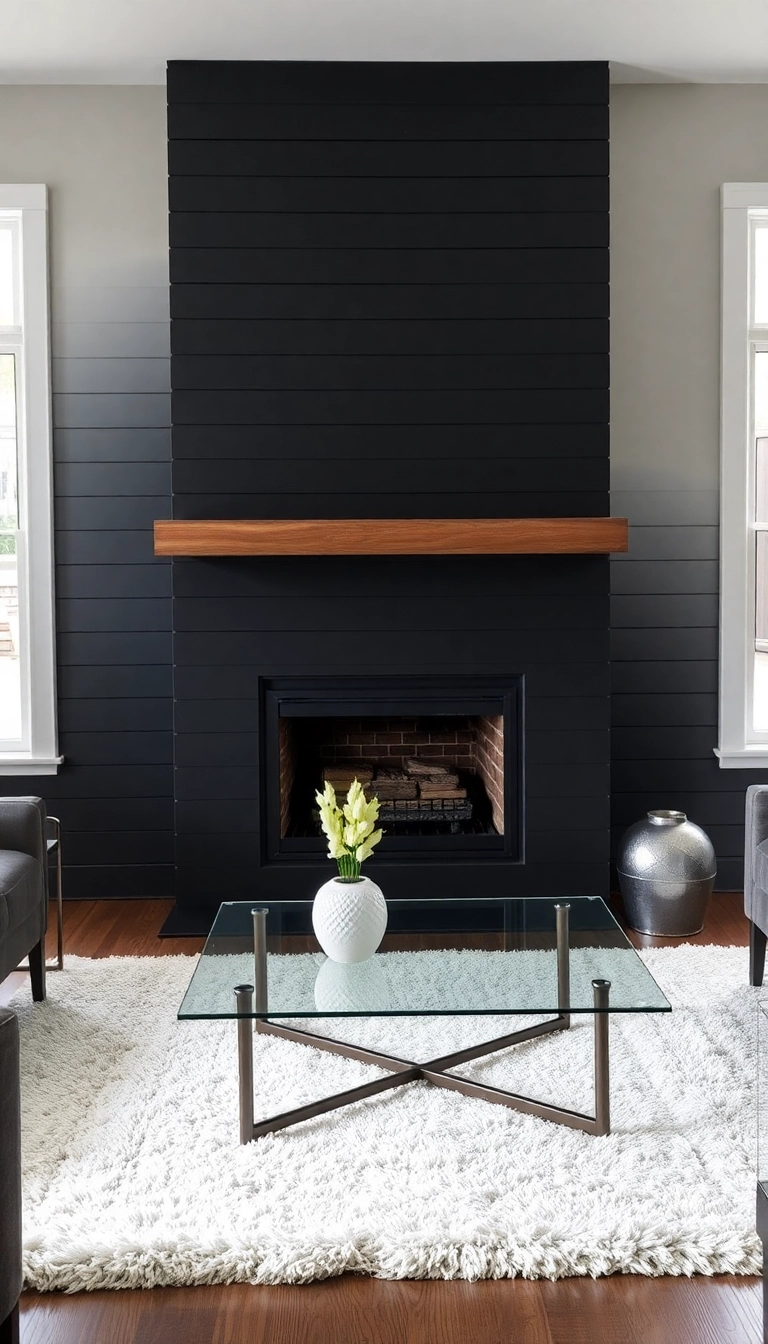 28 Black Shiplap Fireplace Ideas That'll Make Your Living Room Unforgettable! - 10. Textural Contrast