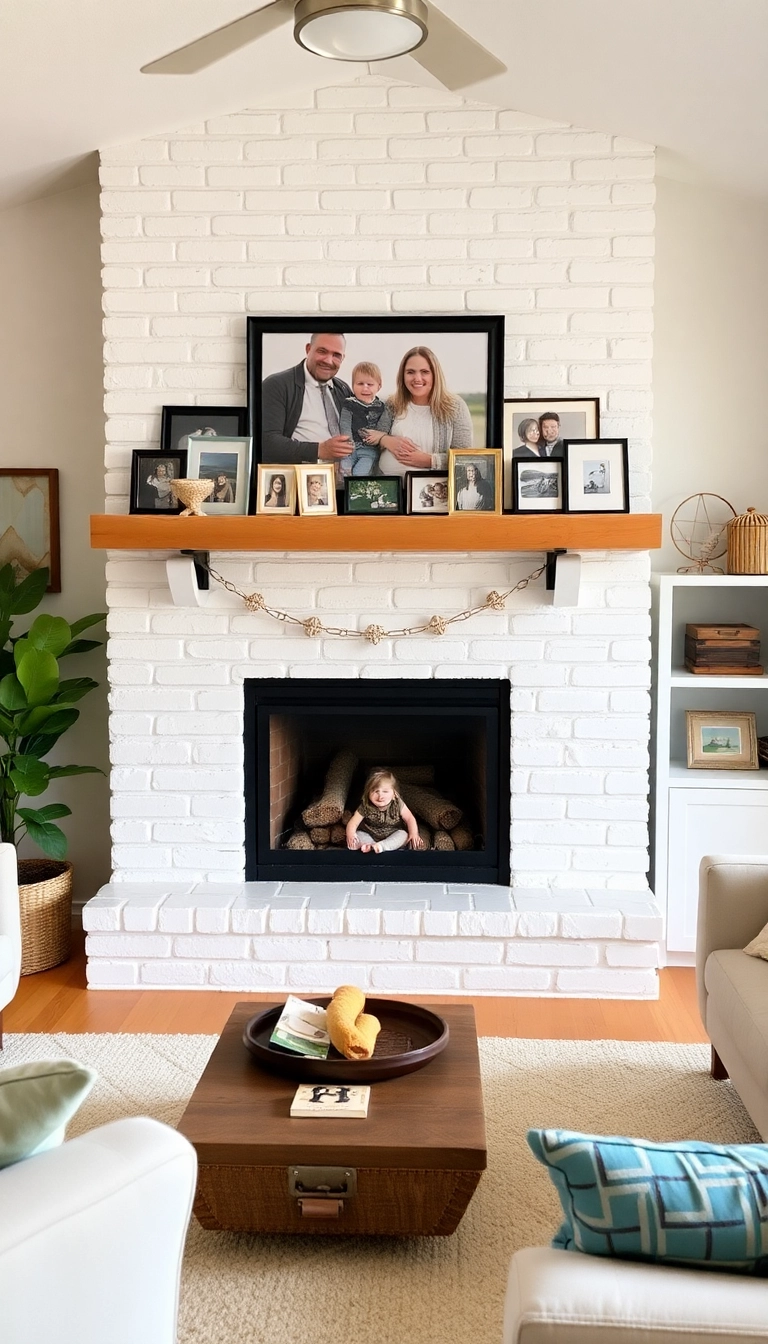 25 Stunning White Brick Fireplace Ideas to Transform Your Living Room (Wait Until You See #10!) - 20. Personalized Gallery