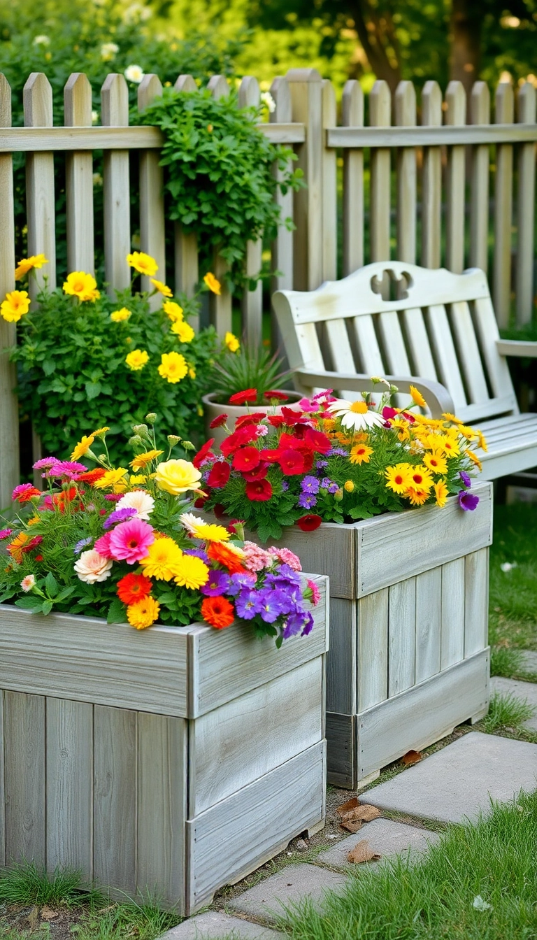 26 Tiny Front Garden Ideas That'll Make Your Neighbors Envious! - 10. Rustic Wooden Planters