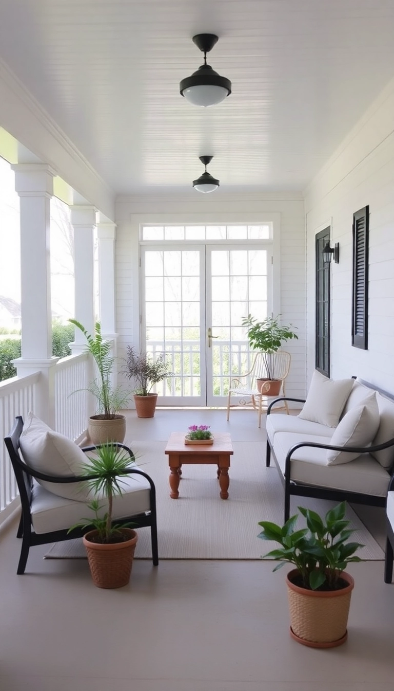 23 Southern Front Porch Ideas for Every Season (Don't Miss #5!) - 13. Minimalist Zen Retreat