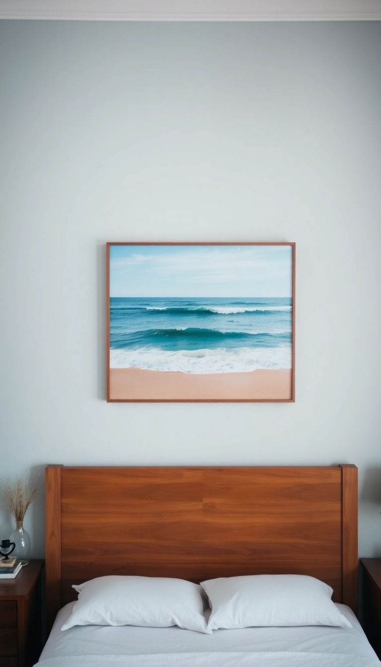 24 Coastal Bedroom Ideas That'll Make You Feel Like You're on Permanent Vacation! - 7. Beachy Wall Art