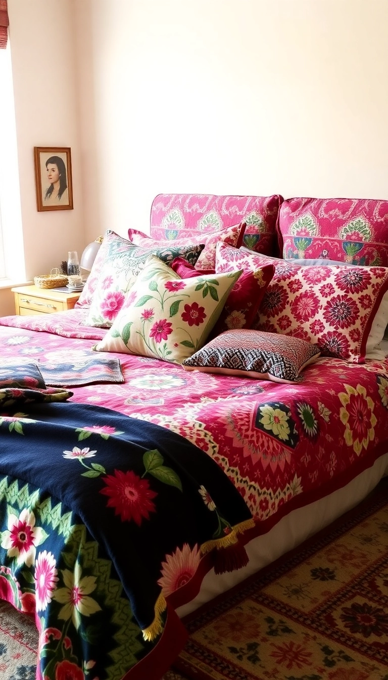 25 Boho Bedroom Inspirations for a Cozy Retreat (Wait Until You See #12!) - 9. Bold Patterns