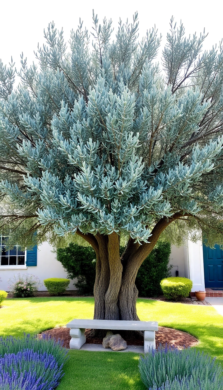 22 Mediterranean Front Yard Landscaping Ideas That Will Make Your Neighbors Envious! - 1. Lush Olive Trees