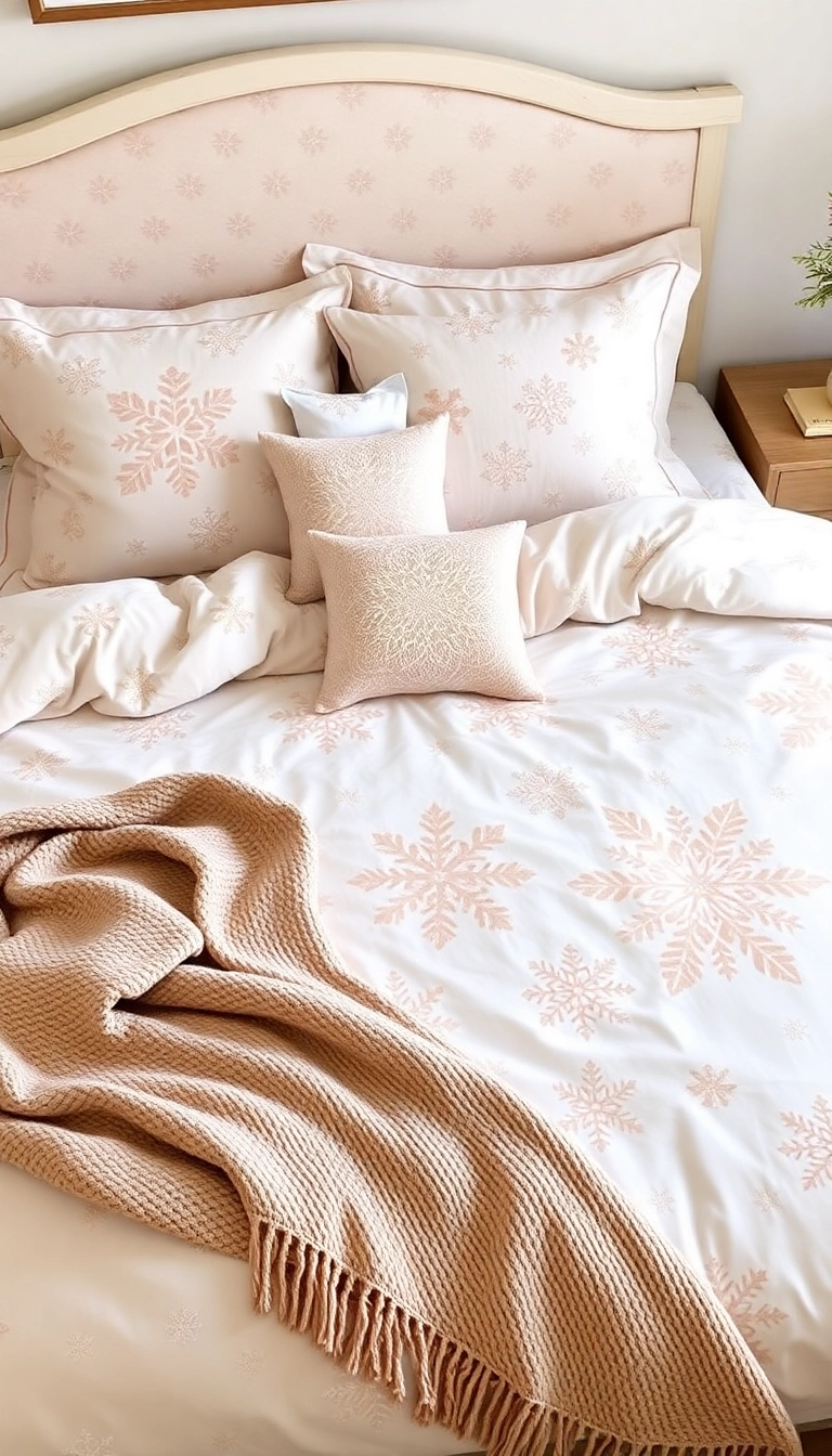 24 Winter Bedroom Ideas That Will Transform Your Space Into a Cozy Retreat (You Won't Want to Leave!) - 10. Winter-Inspired Bedding