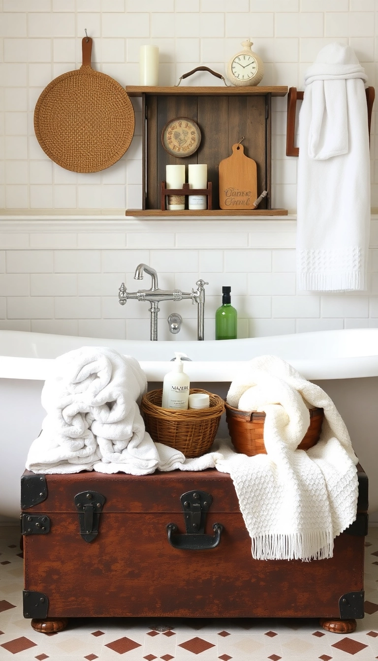 21 Moody Vintage Bathroom Decor Ideas You Can't Miss (Especially #12!) - 8. Vintage Storage Solutions