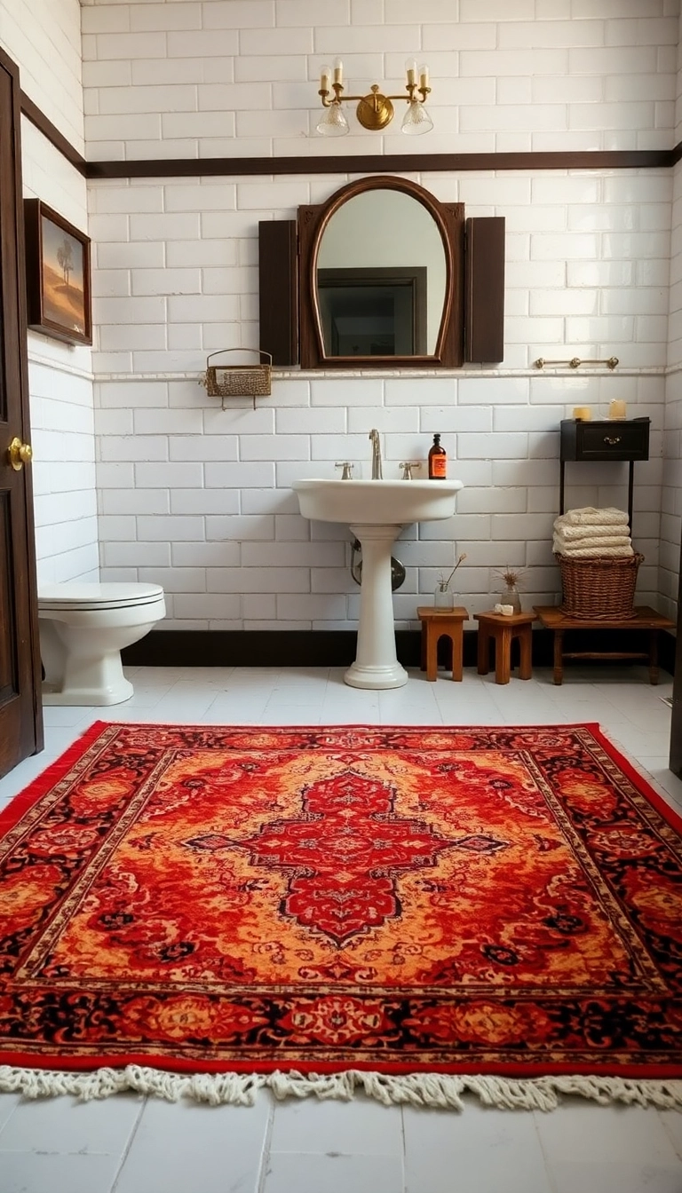 21 Moody Vintage Bathroom Decor Ideas You Can't Miss (Especially #12!) - 5. Vintage Rugs