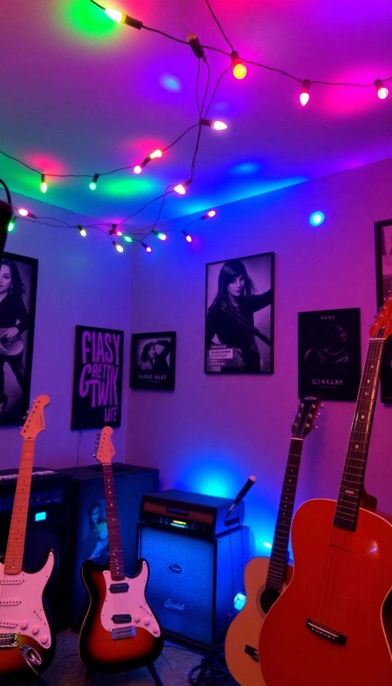 33 Music Room Ideas That'll Make You Want to Jam All Day Long! - 11. Fun Lighting Features