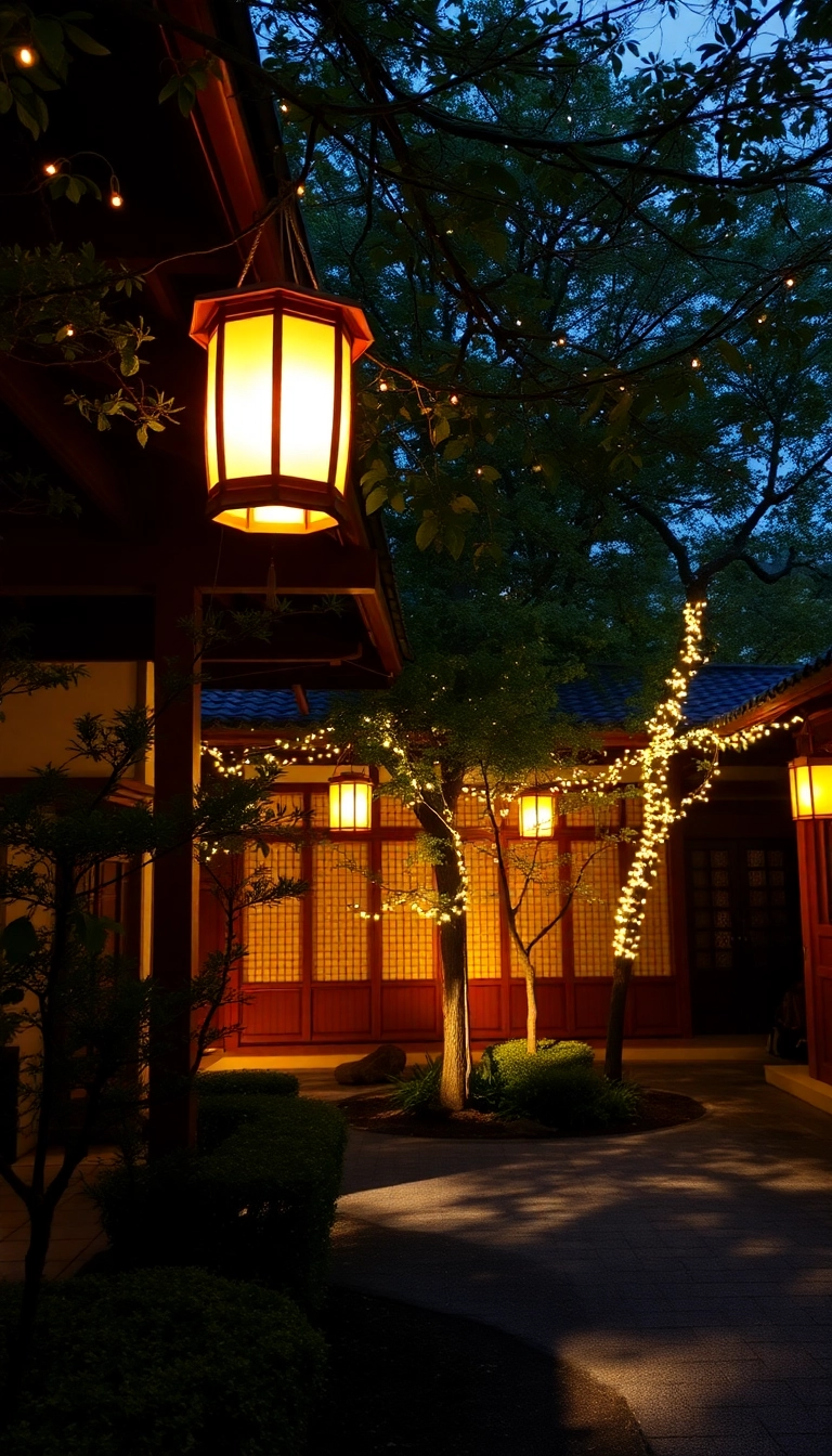 25 Japanese Courtyard Homes That'll Transform Your Outdoor Living Experience (You Won't Believe #12!) - 10. Garden Lighting: Setting the Mood