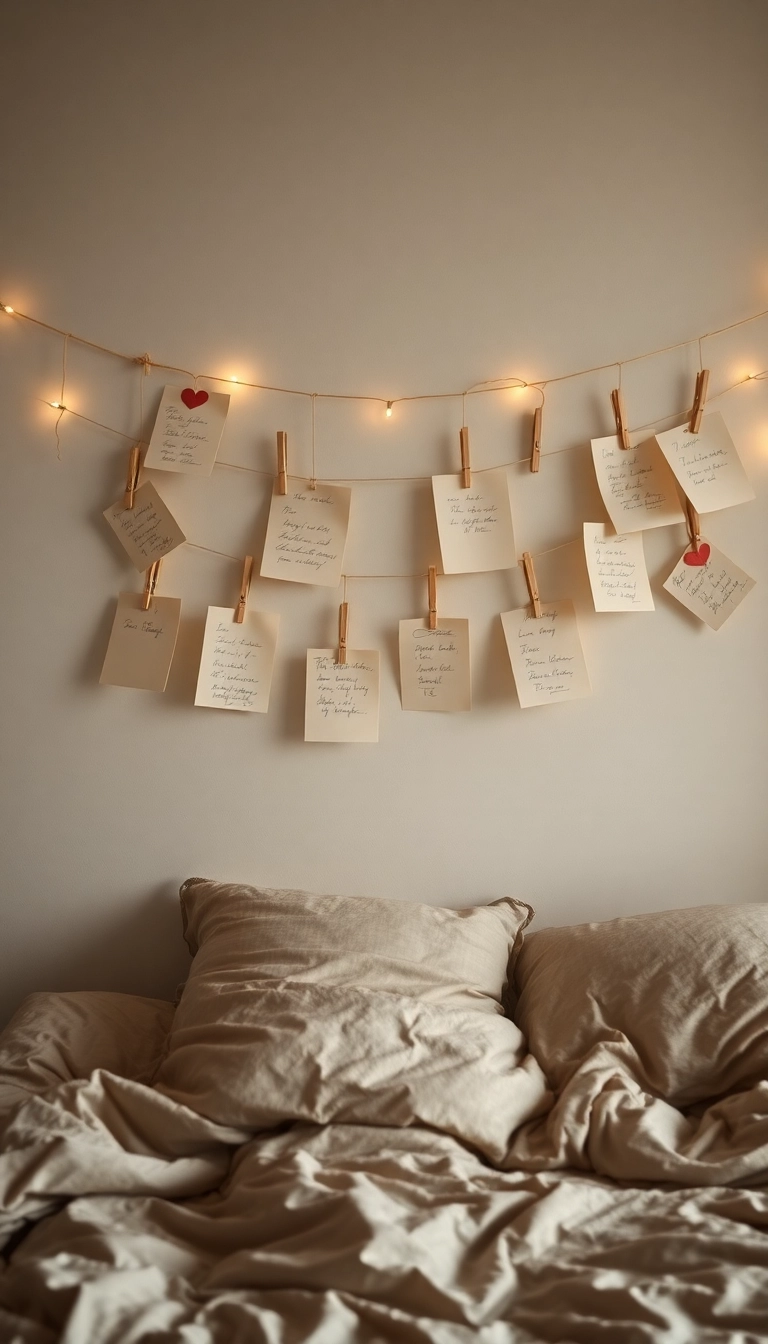 24 Moody Romantic Bedroom Ideas That Will Make You Feel Like You're in a Love Story! - 19. Personal Love Notes