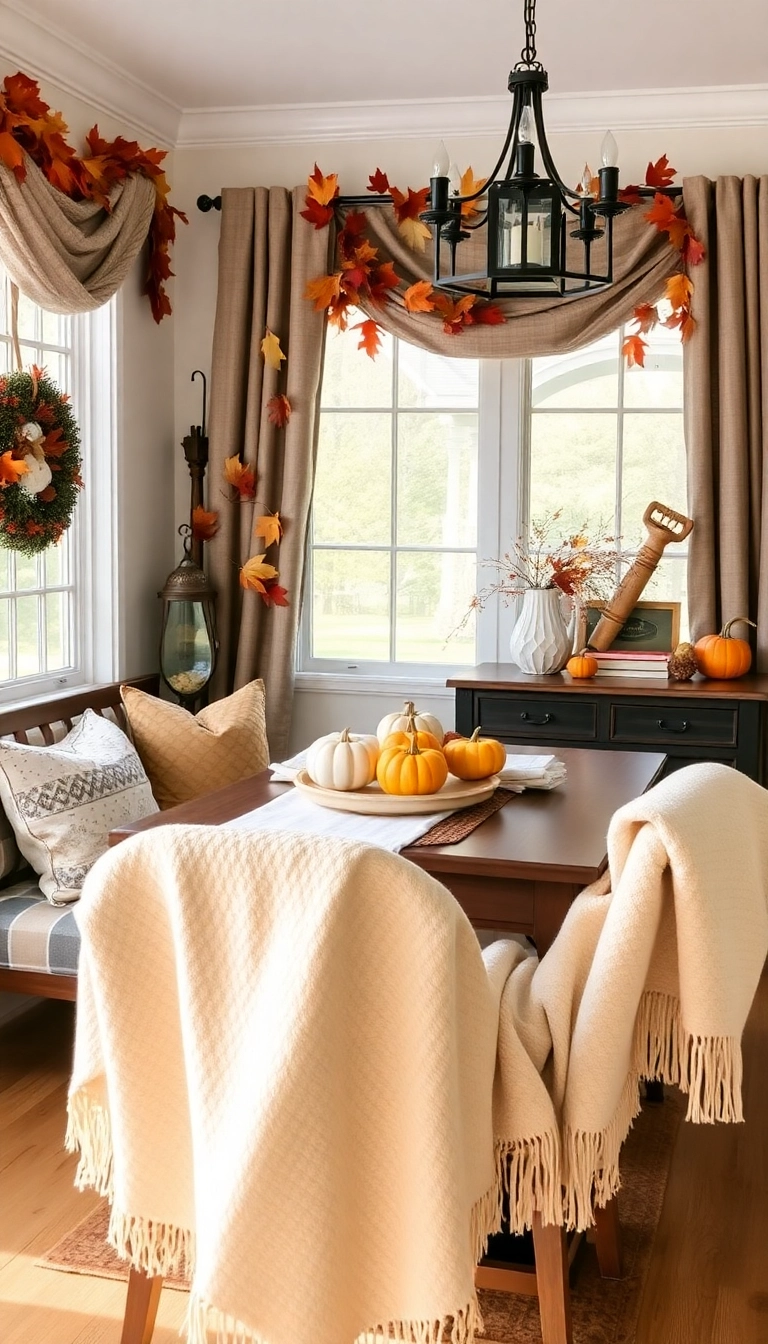 27 Farmhouse Breakfast Nook Ideas That’ll Make You Want to Sip Coffee All Morning! - 14. Seasonal Decor