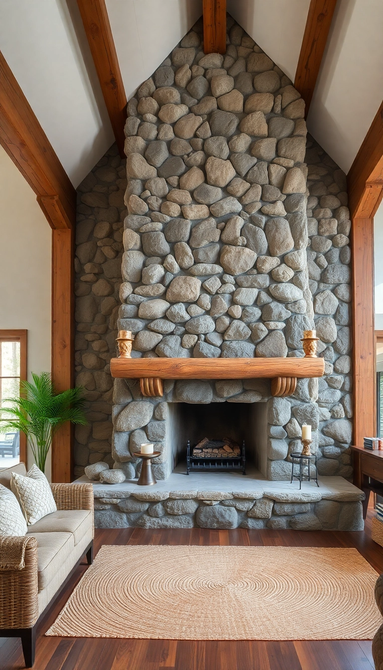 24 Rustic Farmhouse Fireplace Ideas That Will Make Your Home Feel Like a Cozy Retreat! - 2. Stone Surround