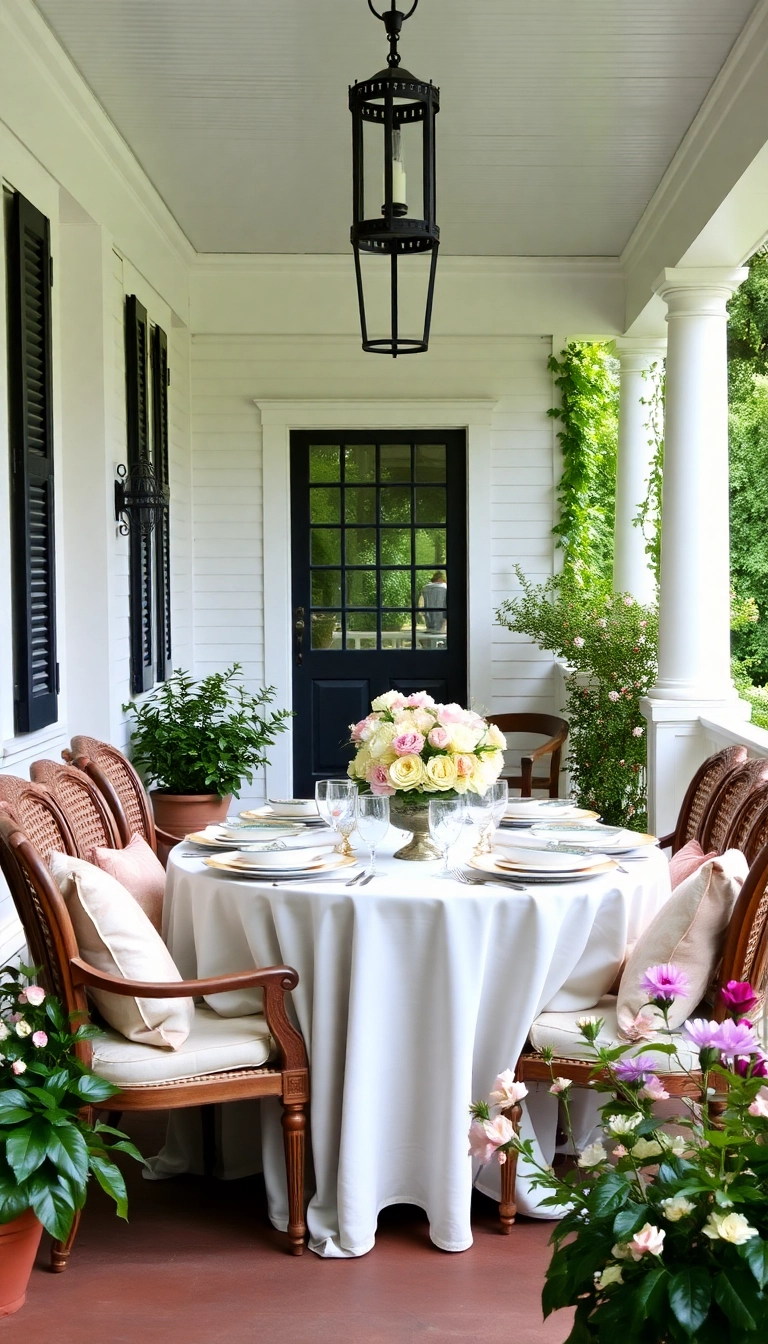 23 Southern Front Porch Ideas for Every Season (Don't Miss #5!) - 19. Garden Party Vibes